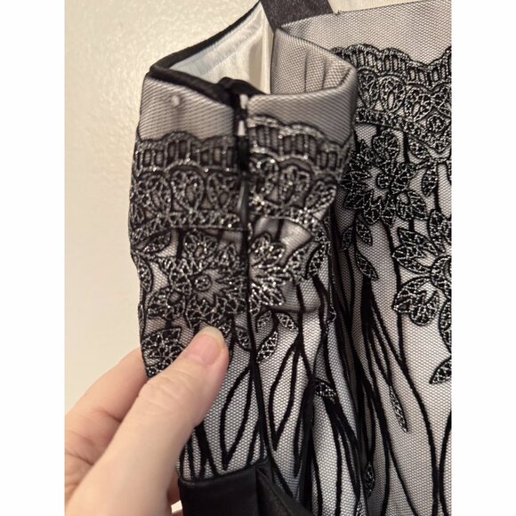 R&M Richard’s Women Floral Dress 18W Sheer Metallic Silver Whimsigoth Romantic - Picture 4 of 15